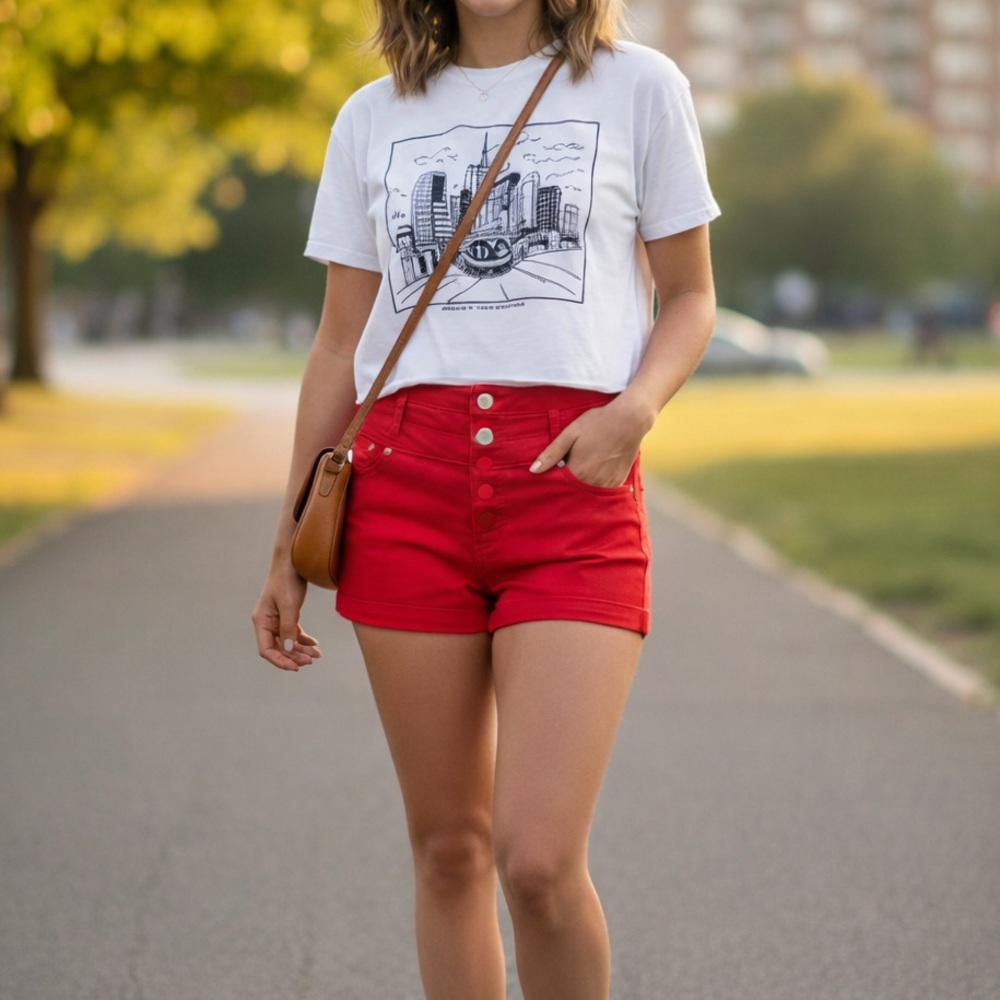 Mossimo Supply Co. High Waist Red Women's Shorts